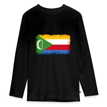 Gift for Comoros - Teenager Premium Organic Long Sleeve Shirt - black - Front - AI Model Kid Female (0cm)