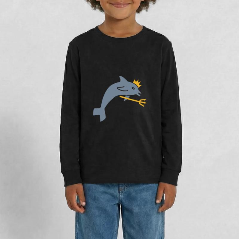 ★ couleurs de conception modifiables ★ dauphin, couronne, trident T-shirt manches longues Premium Ado