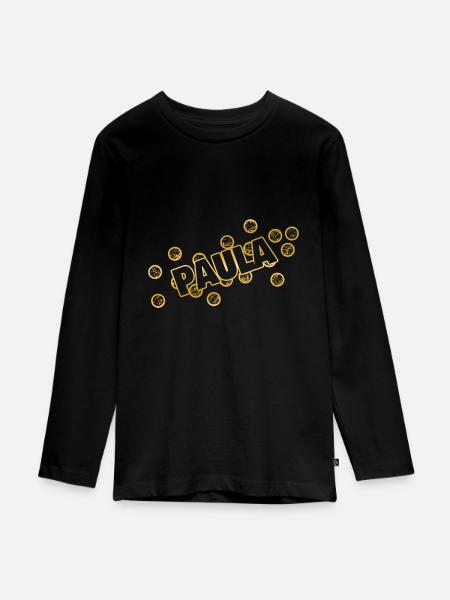 Name Paula - Teenager Premium Bio Langarmshirt - Schwarz