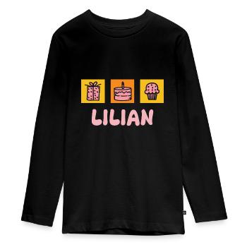 Prénom Lilian - T-shirt manches longues Premium Ado - noir - Devant - AI Model Kid Female (0cm)