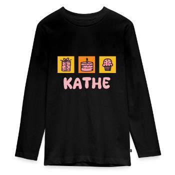 First name Käthe - Teenager Premium Organic Long Sleeve Shirt - black - Front - AI Model Kid Female (0cm)