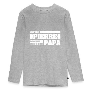 Geschenk für Pierre - Teenager Premium Bio Langarmshirt - Grau meliert - Vorne