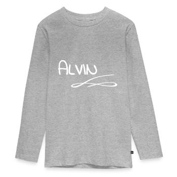 First name Alvin - Teenager Premium Organic Long Sleeve Shirt - heather grey - Front