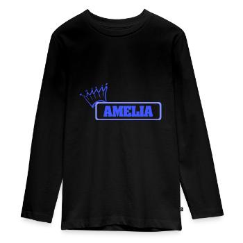 Knuffig Amelia - Teenager Premium Bio Langarmshirt - Schwarz - Vorne - AI Model Kid Female (0cm)
