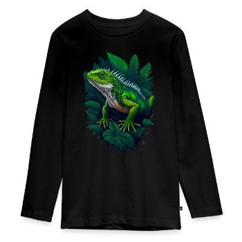Reptilien-Leguan - Teenager Premium Bio Langarmshirt - Schwarz - Vorne - AI Model Kid Female (0cm)
