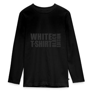 White T-shirt Black Edition - Teenager Premium Organic Long Sleeve Shirt - black - Front - AI Model Kid Female (0cm)