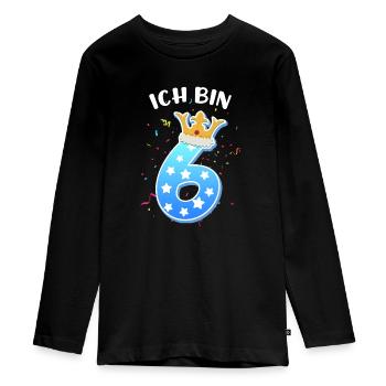 Ich bin 6 Jahre 6. Geburtstag Jungen - Teenager Premium Bio Langarmshirt - Schwarz - Vorne - AI Model Kid Female (0cm)