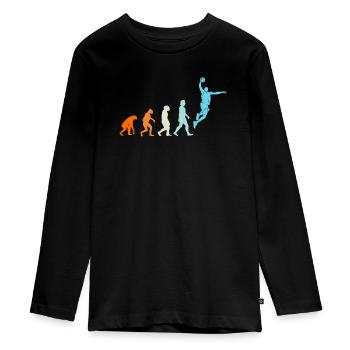 Basketball Evolution Basketballer - Teenager Premium Bio Langarmshirt - Schwarz - Vorne - AI Model Kid Female (0cm)