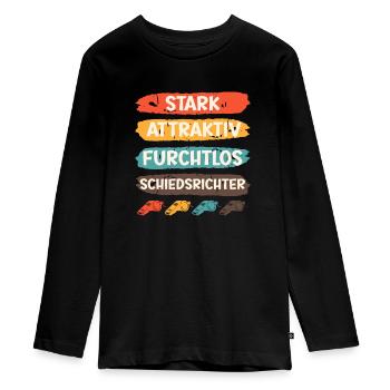 Stark Attraktiv Furchtlos Schiedsrichter - Teenager Premium Bio Langarmshirt - Schwarz - Vorne - AI Model Kid Female (0cm)
