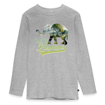 Save the Elephants Species Conservation Espèces menacées - T-shirt manches longues Premium Ado - gris chiné - Devant