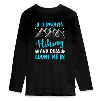Hiking Hundefan Wanderer Bergfan Bergsteiger - Teenager Premium Bio Langarmshirt - Schwarz - Vorne - AI Model Kid Female (0cm)