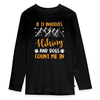 Hiking Hundefan Wanderer Bergfan Bergsteiger - Teenager Premium Bio Langarmshirt - Schwarz - Vorne - AI Model Kid Female (0cm)