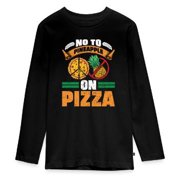 Pizzaïolo Pas d’ananas sur les amateurs de pâtisserie à pizza - T-shirt manches longues Premium Ado - noir - Devant - AI Model Kid Female (0cm)
