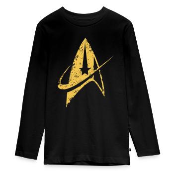 Star Trek Discovery Delta Abzeichen Gold - Teenager Premium Bio Langarmshirt - Schwarz - Vorne - AI Model Kid Female (0cm)