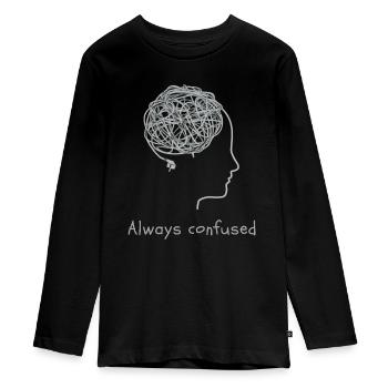 Always confused - Teenager Premium Bio Langarmshirt - Schwarz - Vorne - AI Model Kid Female (0cm)
