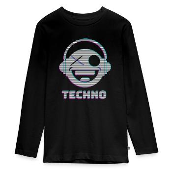 Techno - T-shirt manches longues Premium Ado - noir - Devant - AI Model Kid Female (0cm)