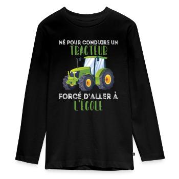Humour d'agriculteur, Né pour conduire un tracteur - T-shirt manches longues Premium Ado - noir - Devant - AI Model Kid Female (0cm)