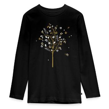 Tree and Leaves - Teenager Premium Organic Long Sleeve Shirt - black - Front - AI Model Kid Female (0cm)