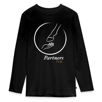 Hand & Hoof - Partners first (White) - Teenager Premium Organic Long Sleeve Shirt - black - Front - AI Model Kid Female (0cm)