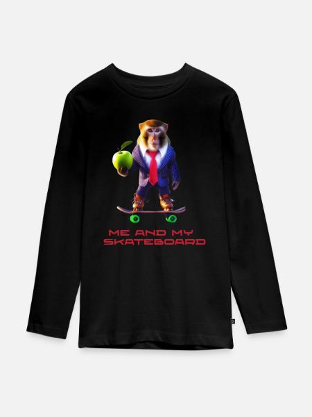 Fun monkey - Teenager Premium Bio Langarmshirt - Schwarz