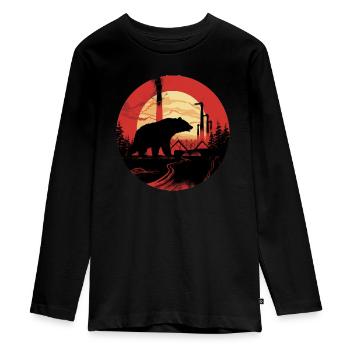 Ours, nature, environnement, protection de - T-shirt manches longues Premium Ado - noir - Devant - AI Model Kid Female (0cm)