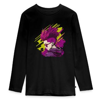 Neon Punk - Teenager Premium Bio Langarmshirt - Schwarz - Vorne - AI Model Kid Female (0cm)