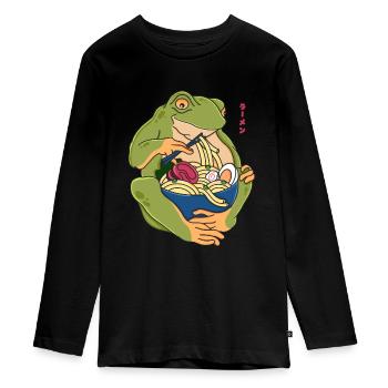 Toad Japanese Ramen - Teenager Premium Organic Long Sleeve Shirt - black - Front - AI Model Kid Female (0cm)