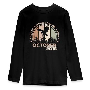 Unvergleichlich seit Oktober 2016 8 Jubiläum - Teenager Premium Bio Langarmshirt - Schwarz - Vorne - AI Model Kid Female (0cm)