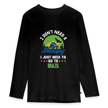 Brazil Therapy Flag Flag Retro Gift - Teenager Premium Organic Long Sleeve Shirt - black - Front - AI Model Kid Female (0cm)