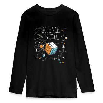 Rubik's Cube Science Cool - T-shirt manches longues Premium Ado - noir - Devant - AI Model Kid Female (0cm)