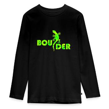 boulder bouldern boulderer boulding - Teenager Premium Bio Langarmshirt - Schwarz - Vorne - AI Model Kid Female (0cm)