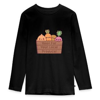 De jolis légumes racine pour vos produits locaux - T-shirt manches longues Premium Ado - noir - Devant - AI Model Kid Female (0cm)