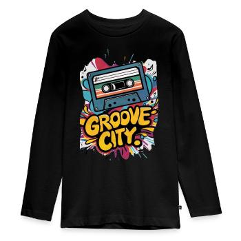 Dancing leg - Teenager Premium Organic Long Sleeve Shirt - black - Front - AI Model Kid Female (0cm)