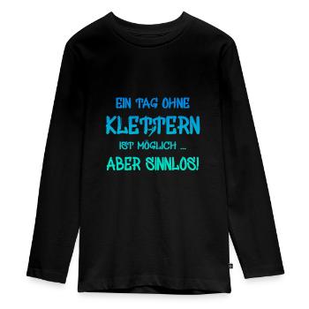 Klettern - Teenager Premium Bio Langarmshirt - Schwarz - Vorne - AI Model Kid Female (0cm)