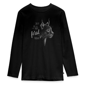 A Bit Feral Today! Luchs wilde Katze Wildkatze - Teenager Premium Bio Langarmshirt - Schwarz - Vorne - AI Model Kid Female (0cm)