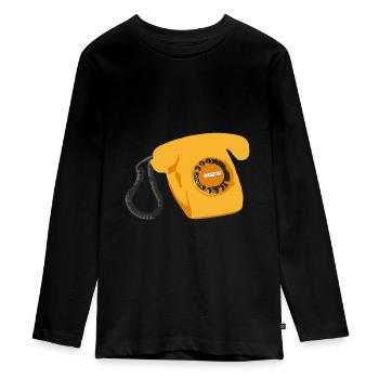 Phone Retro - Teenager Premium Organic Long Sleeve Shirt - black - Front - AI Model Kid Female (0cm)