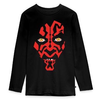Star Wars Rotes Sith-Gesicht  - Teenager Premium Bio Langarmshirt - Schwarz - Vorne - AI Model Kid Female (0cm)