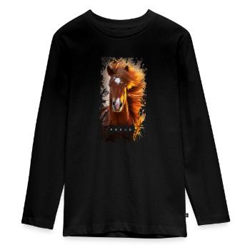 pferd - Teenager Premium Bio Langarmshirt - Schwarz - Vorne - AI Model Kid Female (0cm)