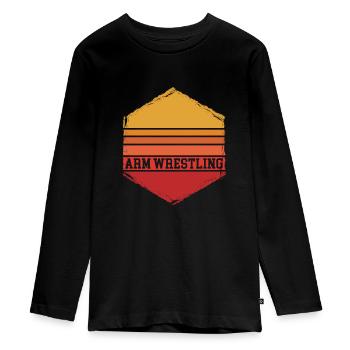 Arm wrestling with sundown sports design - Teenager Premium Bio Langarmshirt - Schwarz - Vorne - AI Model Kid Female (0cm)