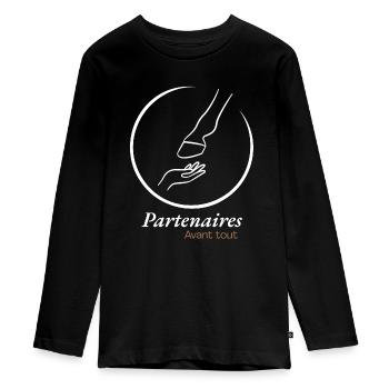 Hand & Hoof - Partners First (White) - Teenager Premium Organic Long Sleeve Shirt - black - Front - AI Model Kid Female (0cm)