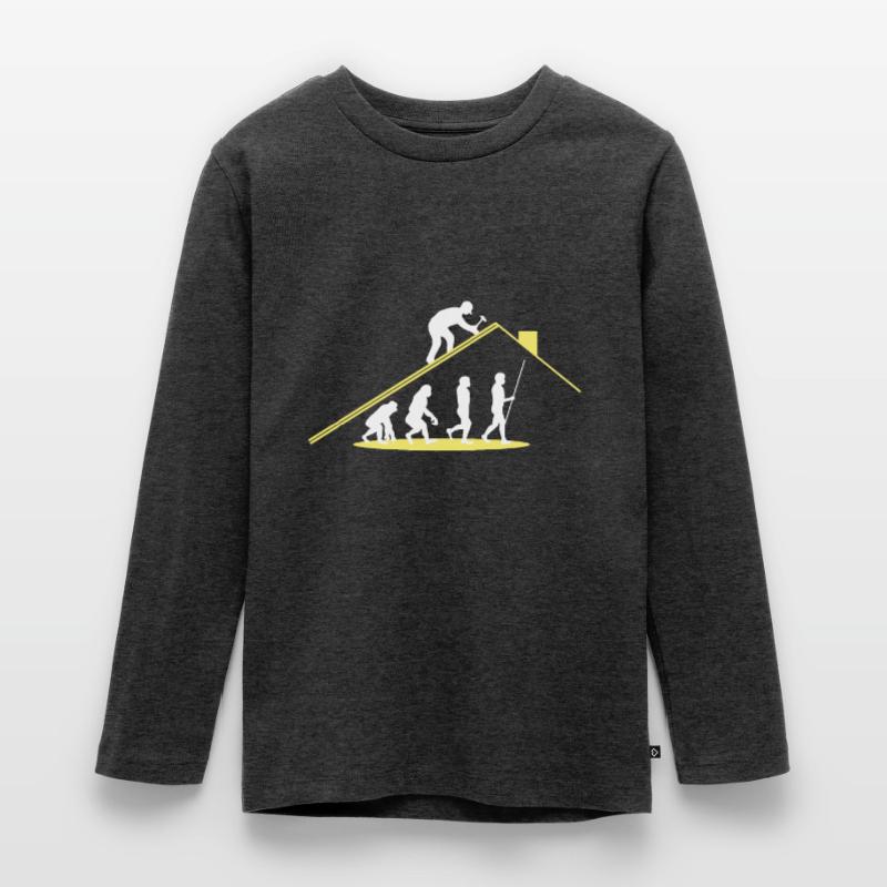 Dachdecker Evolution Arbeiter Teenager Premium Bio Langarmshirt