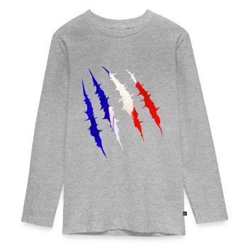 France drapeau griffe pays fan de l’équipe - T-shirt manches longues Premium Ado - gris chiné - Devant