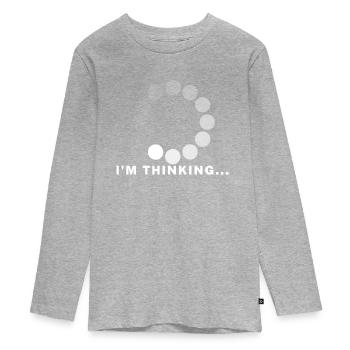 Im thinking ... - Teenager Premium Organic Long Sleeve Shirt - heather grey - Front