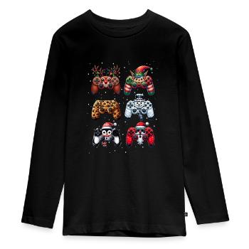Gamer Gaming Gamer Gamepad Joystick Console - T-shirt manches longues Premium Ado - noir - Devant - AI Model Kid Female (0cm)
