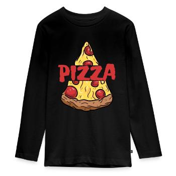 Pizza & Part de Pizza - T-shirt manches longues Premium Ado - noir - Devant - AI Model Kid Female (0cm)