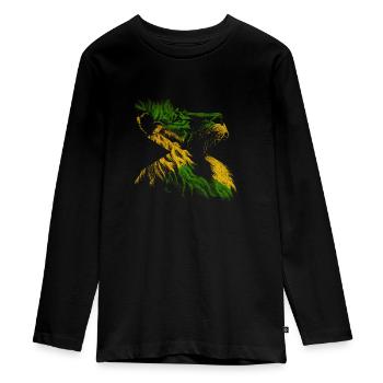 Reggae Lion Rastafari Music Freedom Zion Jamaica - T-shirt manches longues Premium Ado - noir - Devant - AI Model Kid Female (0cm)