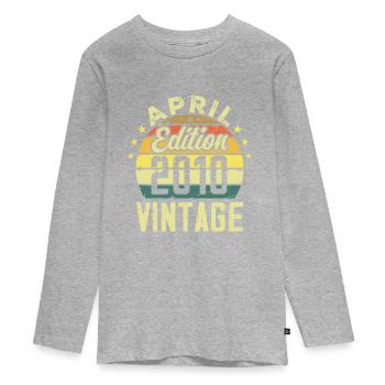 Millésime Avril 2010 - Cadeau Anniversaire 2010 - T-shirt manches longues Premium Ado - gris chiné - Devant