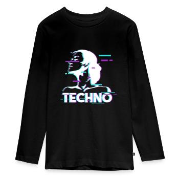Techno Basse Elektro Musique de danse Raver - T-shirt manches longues Premium Ado - noir - Devant - AI Model Kid Female (0cm)