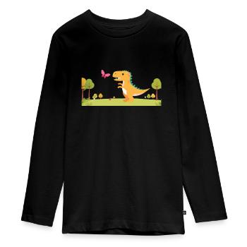 Petit T-Rex sur la route - T-shirt manches longues Premium Ado - noir - Devant - AI Model Kid Female (0cm)
