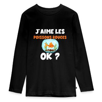J'aime les Poissins Rouges Idée Cadeau Famille - T-shirt manches longues Premium Ado - noir - Devant - AI Model Kid Female (0cm)